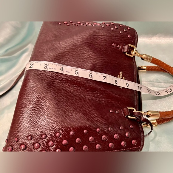 COACH - Red Brown Leather Studded Satchel Limited Edition Runway Model - RARE!! - Picture 15 of 16
